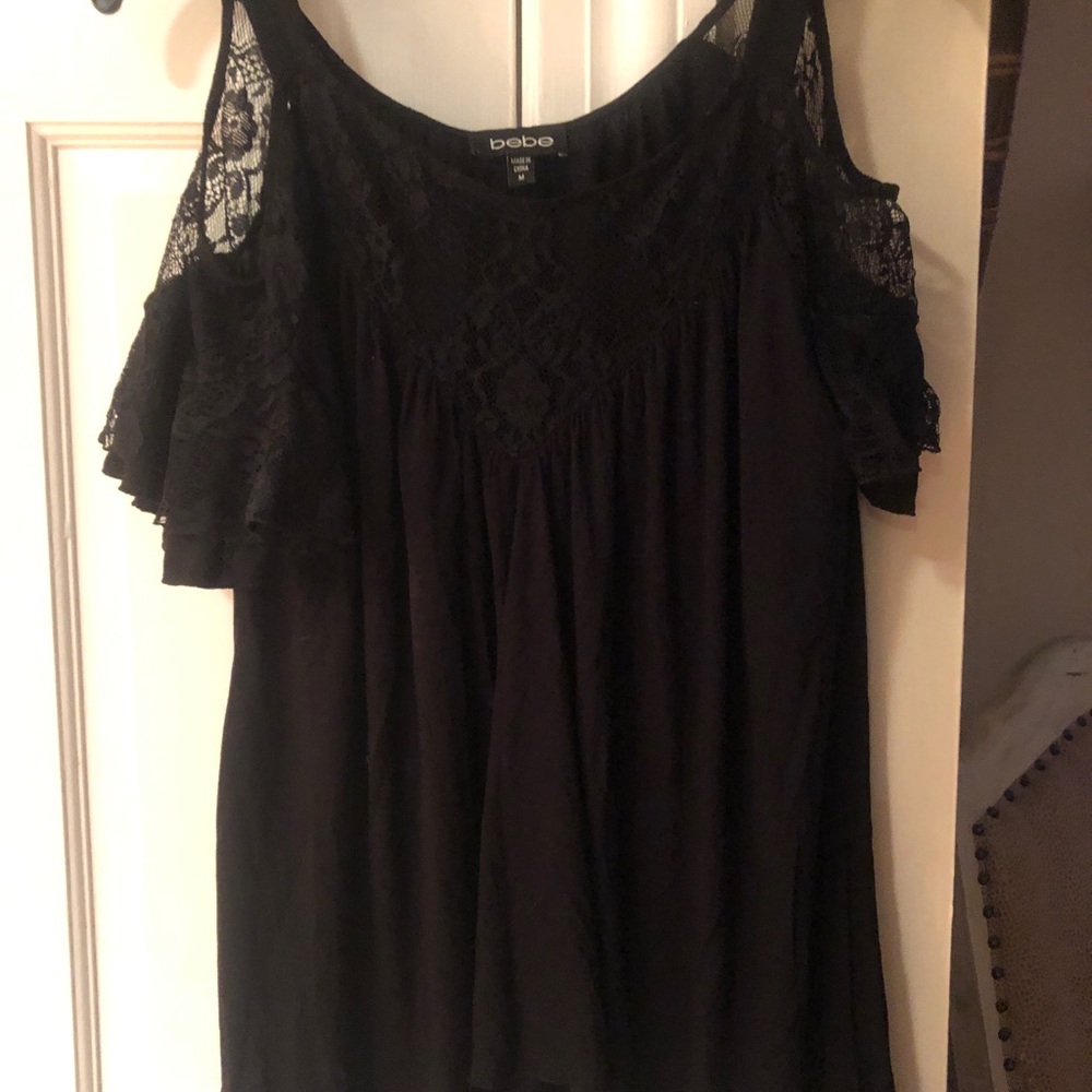 BEBE black laced cold shoulder top size M